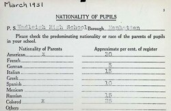 Board of Education Nationalities Survey Form, Wadleigh High School  [1931] 