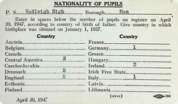 Board of Education Nationalities Survey Form, Wadleigh High School [1947]